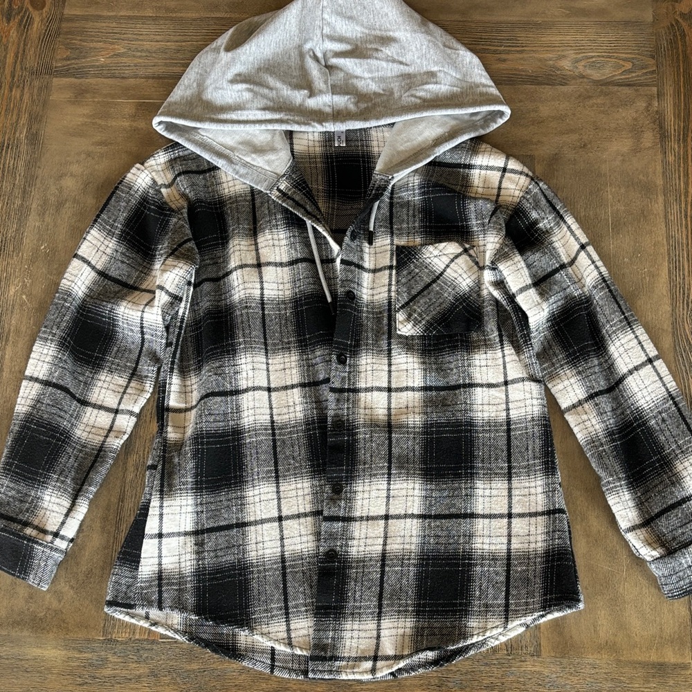 Plaid Hooded Flannel Shirt